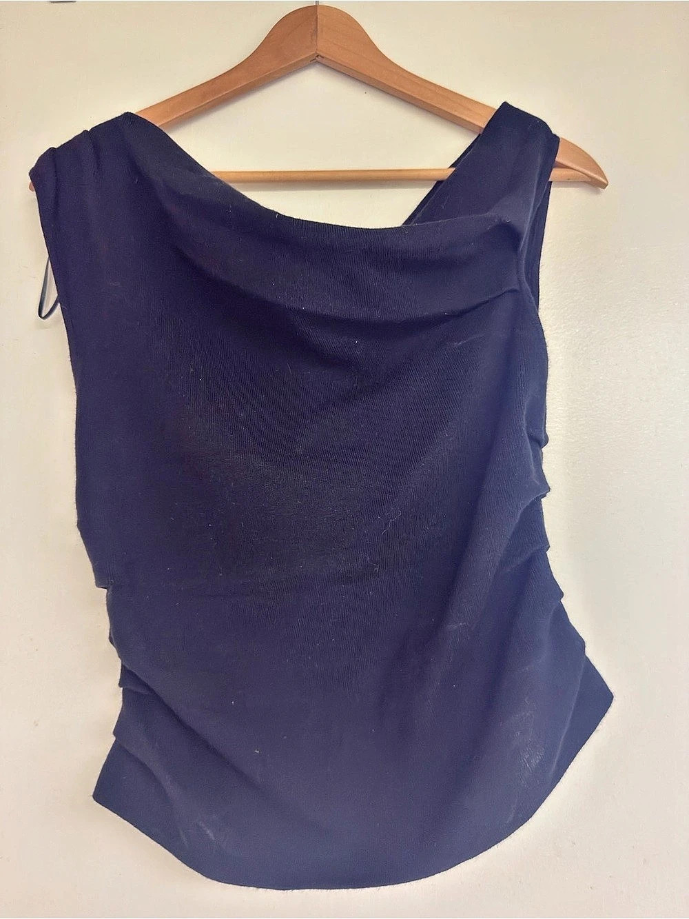 Draped Neck Tank Top in Black Like New